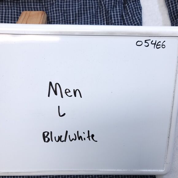 Trader Bay Windowpane Flannel Button Up Shirt Mens Size Large L Blue White - Picture 9 of 10